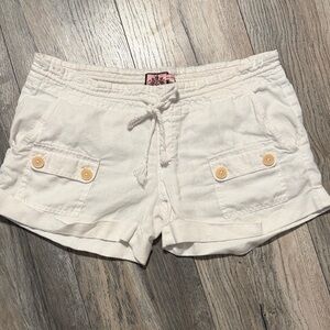 Juicy Couture White Cargo Shorts 100%linen